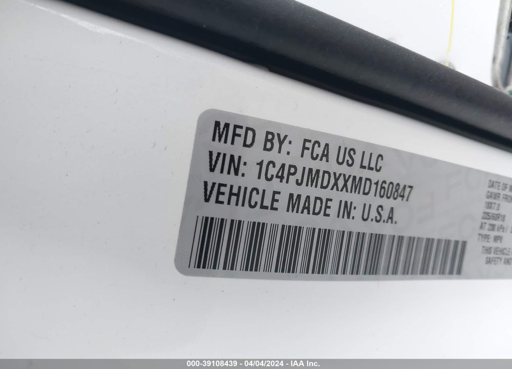 2021 JEEP CHEROKEE LIMITED 4X4 VIN: 1C4PJMDXXMD160847