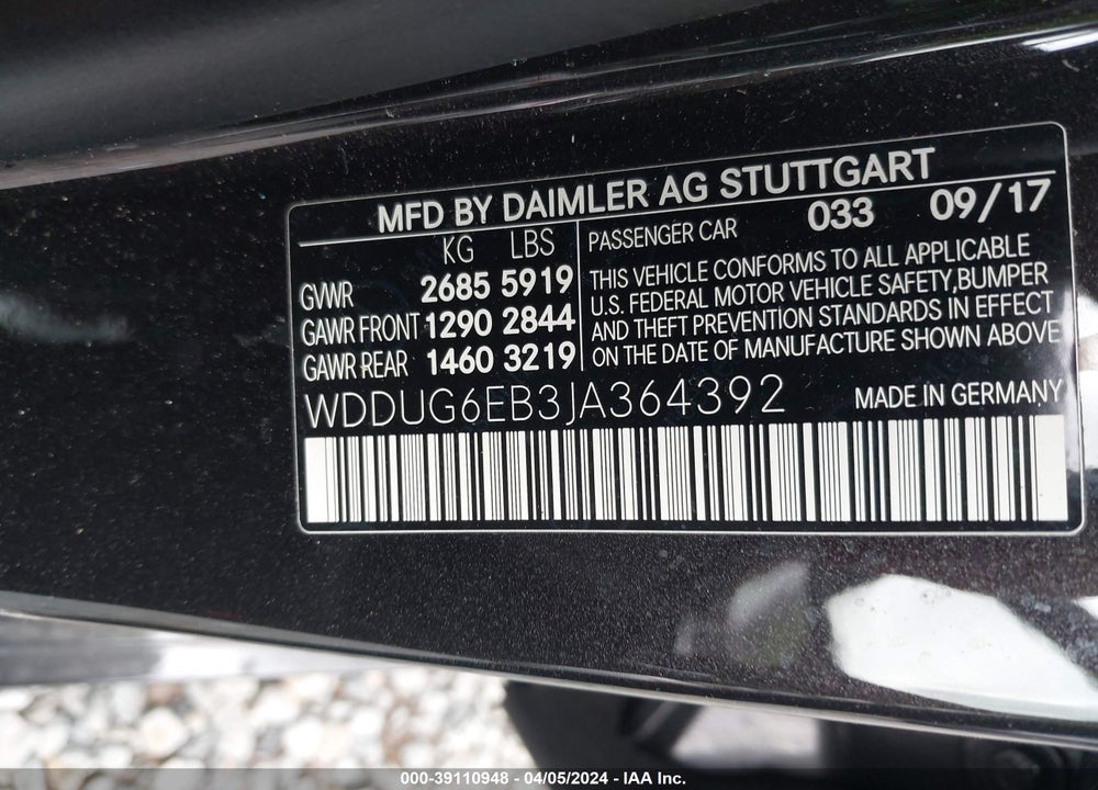 2018 MERCEDES-BENZ S 450 4MATIC VIN: WDDUG6EB3JA364392