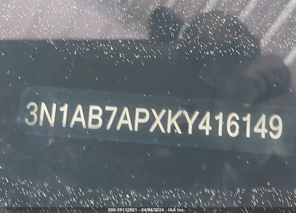 2019 NISSAN SENTRA SV VIN: 3N1AB7APXKY416149