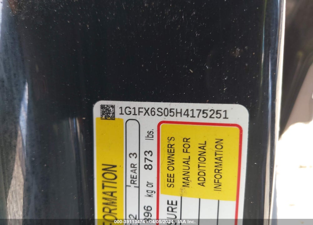 2017 CHEVROLET BOLT EV PREMIER VIN: 1G1FX6S05H4175251