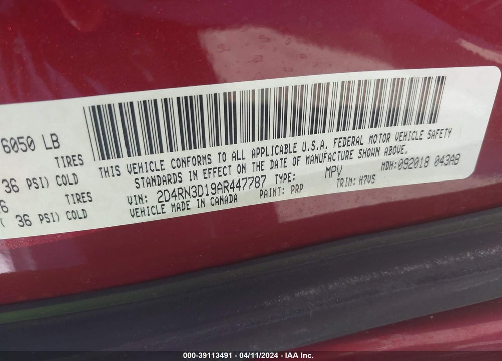 2010 DODGE GRAND CARAVAN HERO VIN: 2D4RN3D19AR447787