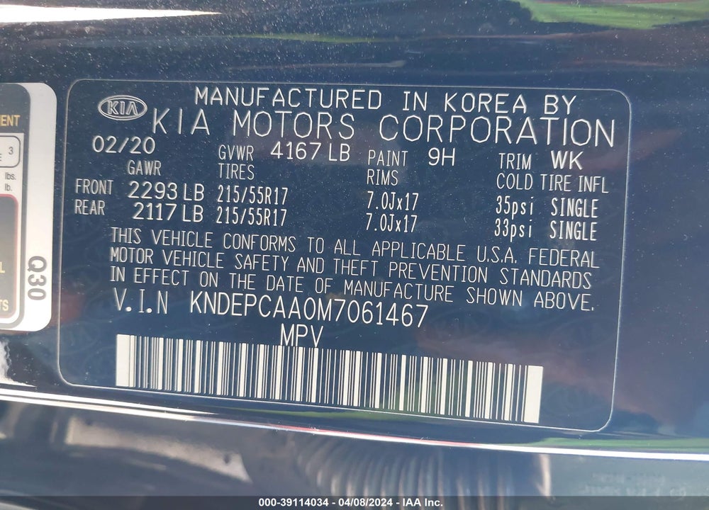 2021 KIA SELTOS LX VIN: KNDEPCAA0M7061467