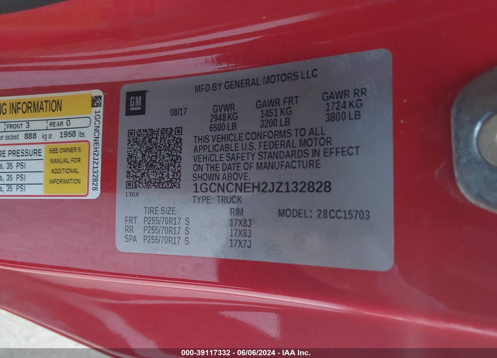 2018 CHEVROLET SILVERADO 1500 LS VIN: 1GCNCNEH2JZ132828