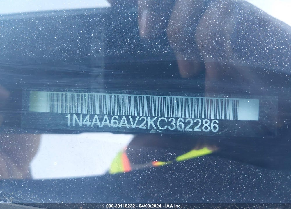 2019 NISSAN MAXIMA 3.5 PLATINUM VIN: 1N4AA6AV2KC362286