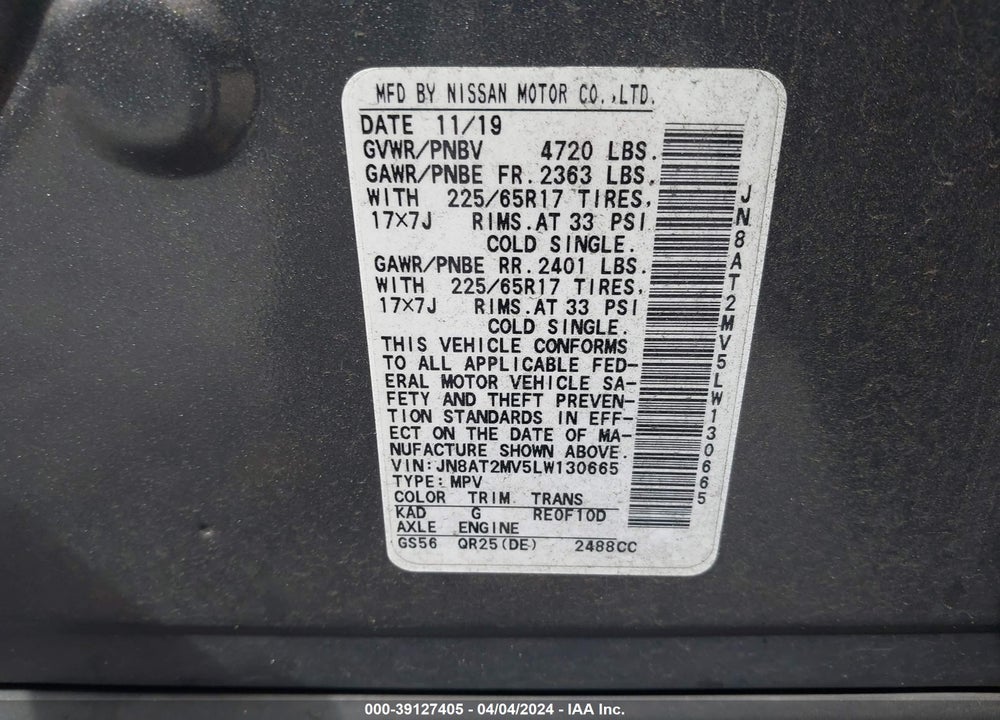 2020 NISSAN ROGUE SV INTELLIGENT AWD VIN: JN8AT2MV5LW130665