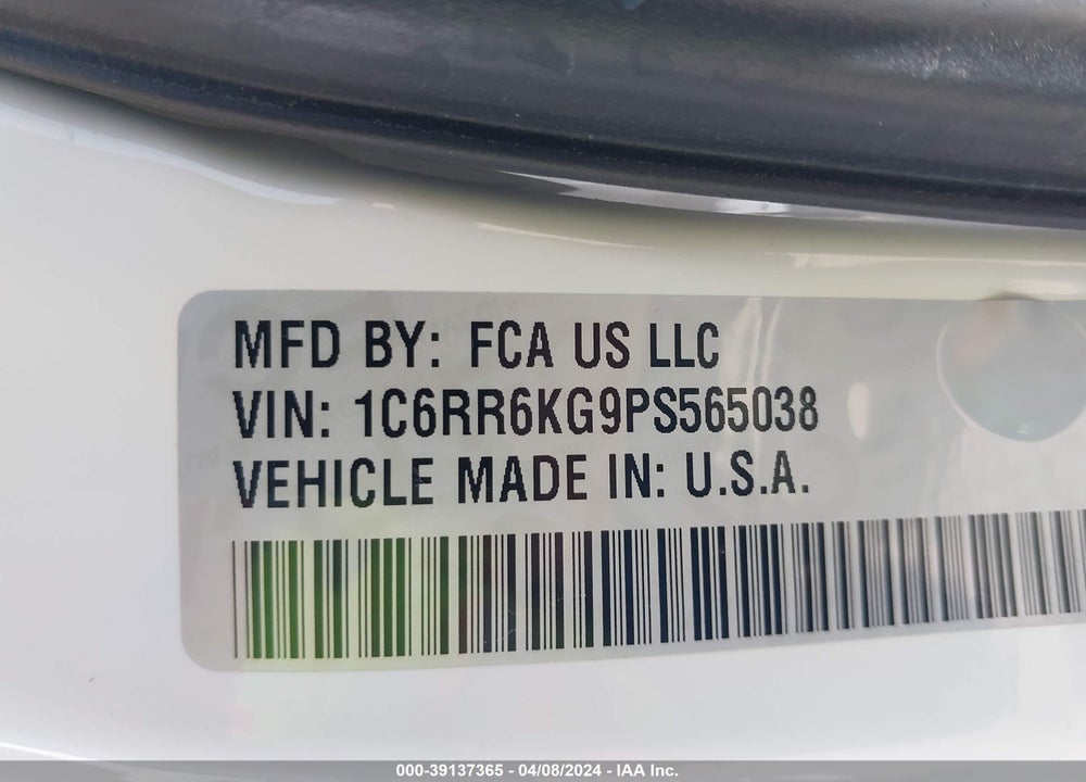 2023 RAM 1500 CLASSIC TRADESMAN 4X2 5'7 BOX VIN: 1C6RR6KG9PS565038