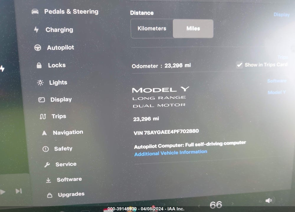 2023 TESLA MODEL Y AWD/LONG RANGE DUAL MOTOR ALL-WHEEL DRIVE VIN: 7SAYGAEE4PF702880