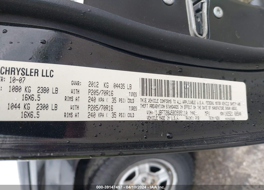 2008 JEEP PATRIOT SPORT VIN: 1J8FT28W58D595110