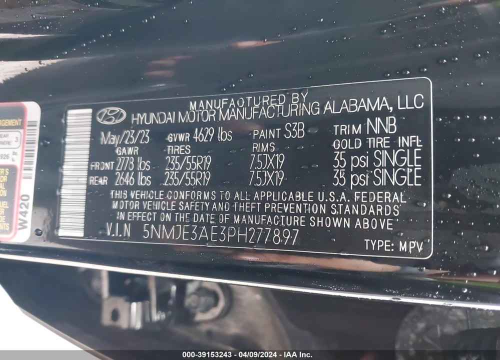 2023 HYUNDAI TUCSON LIMITED VIN: 5NMJE3AE3PH277897
