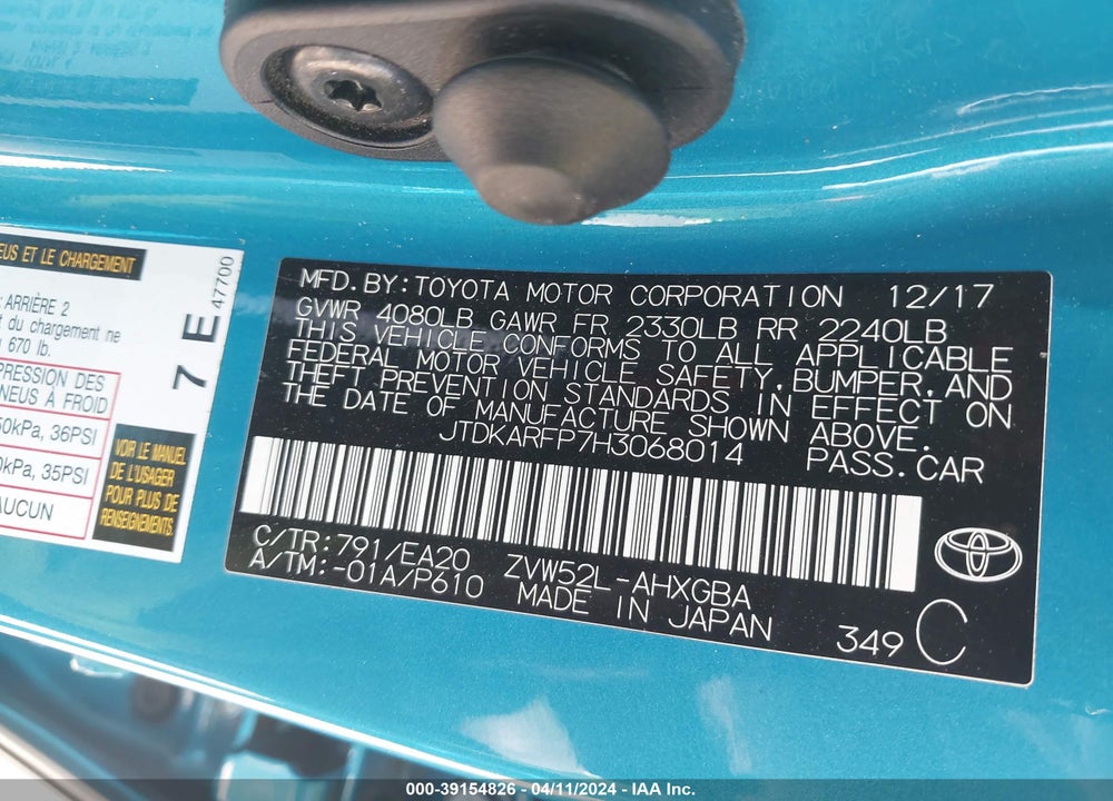 2017 TOYOTA PRIUS PRIME PREMIUM VIN: JTDKARFP7H3068014