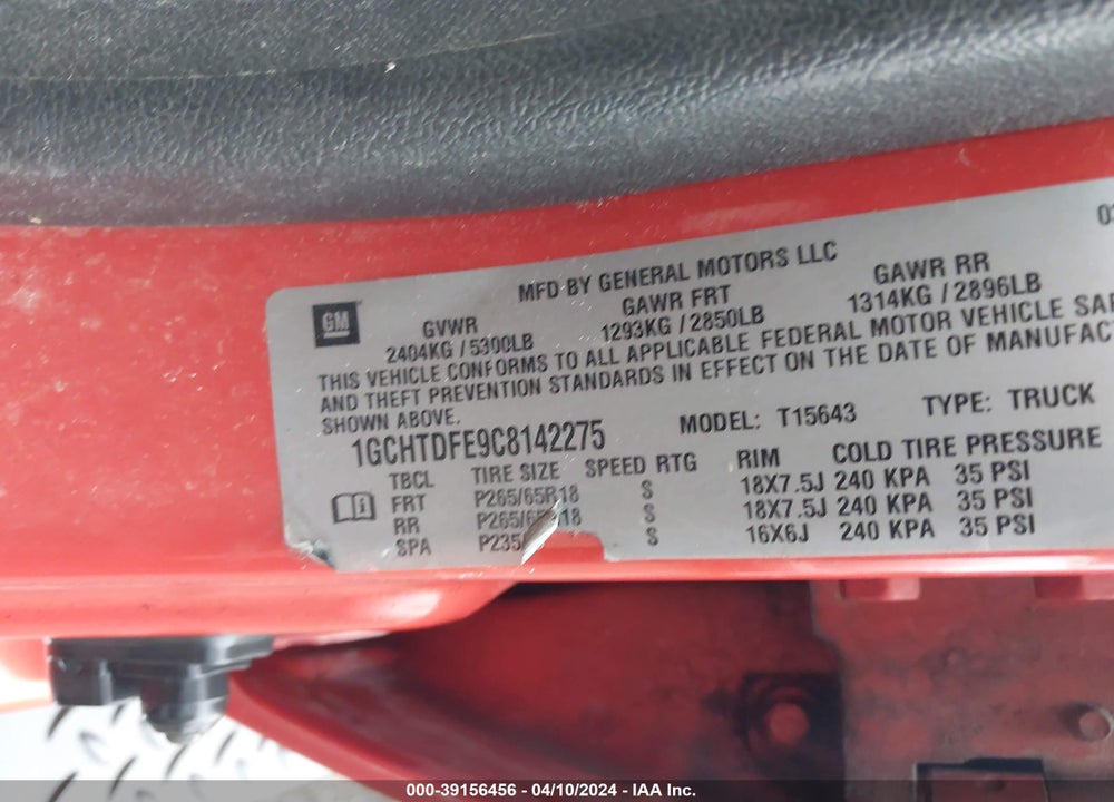 2012 CHEVROLET COLORADO 2LT VIN: 1GCHTDFE9C8142275