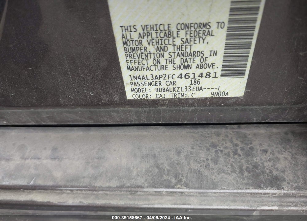2015 NISSAN ALTIMA VIN: 1N4AL3AP2FC461481