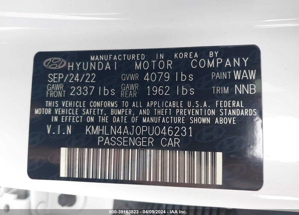 2023 HYUNDAI ELANTRA VIN: KMHLN4AJ0PU046231