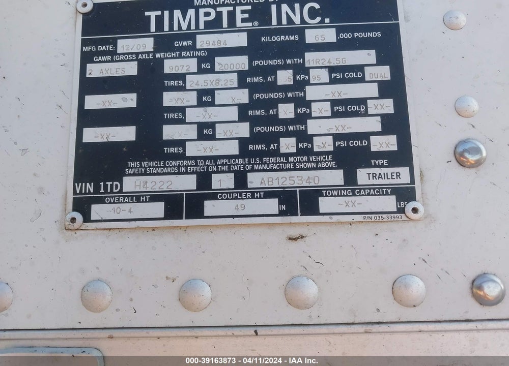 2010 TIMPTE --- VIN: 1TDH42221AB125340