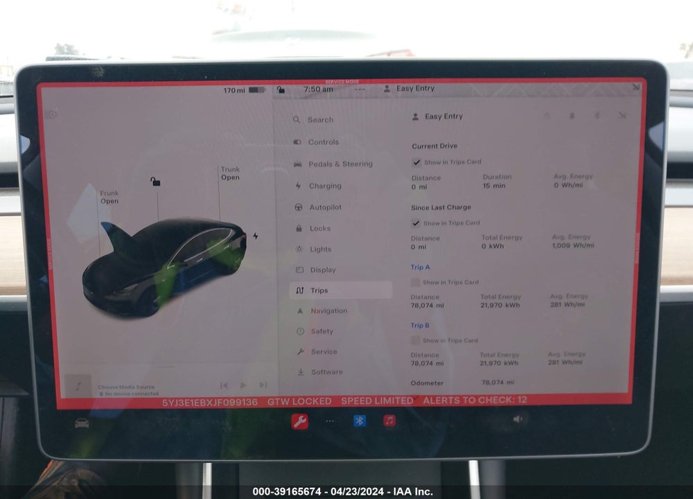 2018 TESLA MODEL 3 LONG RANGE/PERFORMANCE VIN: 5YJ3E1EBXJF099136