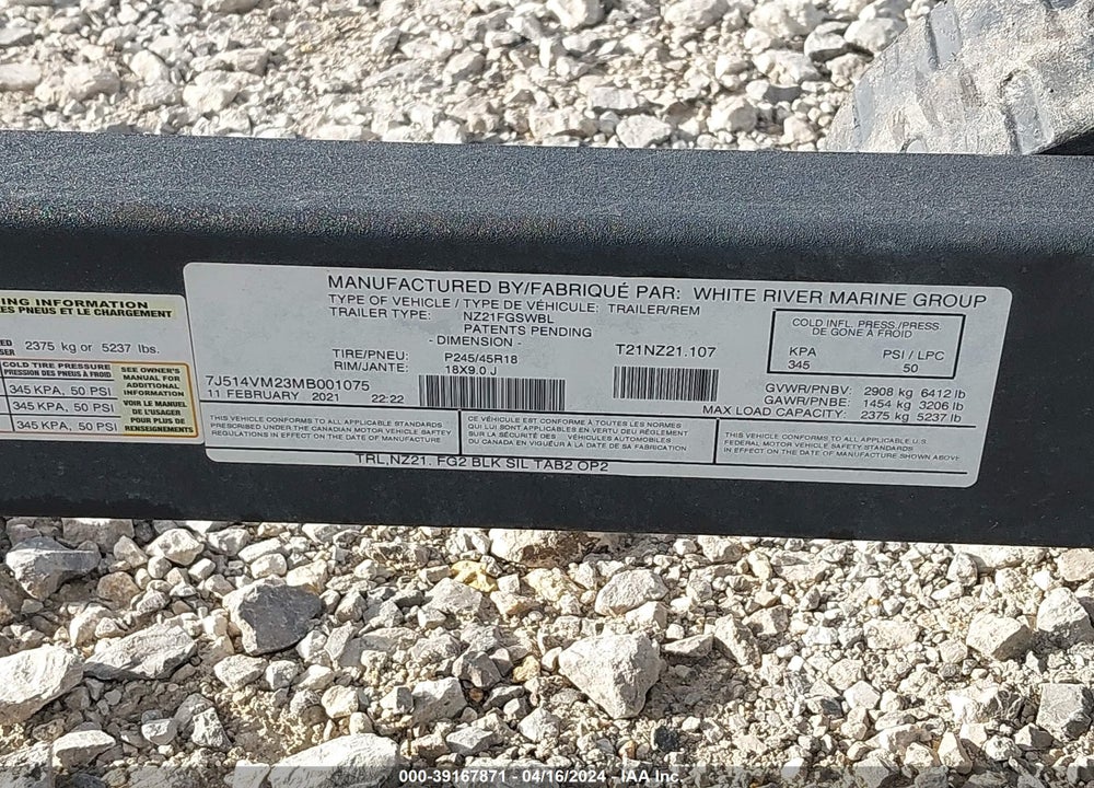 2021 TRAILSTAR INTERNATIONAL OTHER VIN: 7J514VM23MB001075