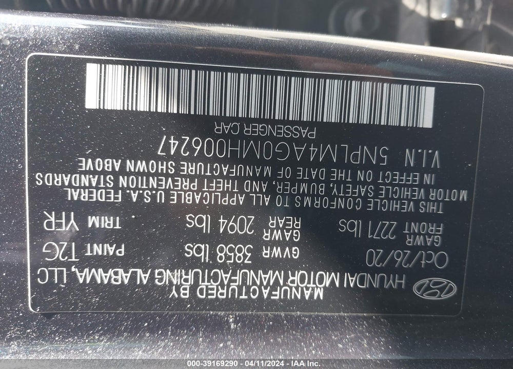 2021 HYUNDAI ELANTRA SEL VIN: 5NPLM4AG0MH006247