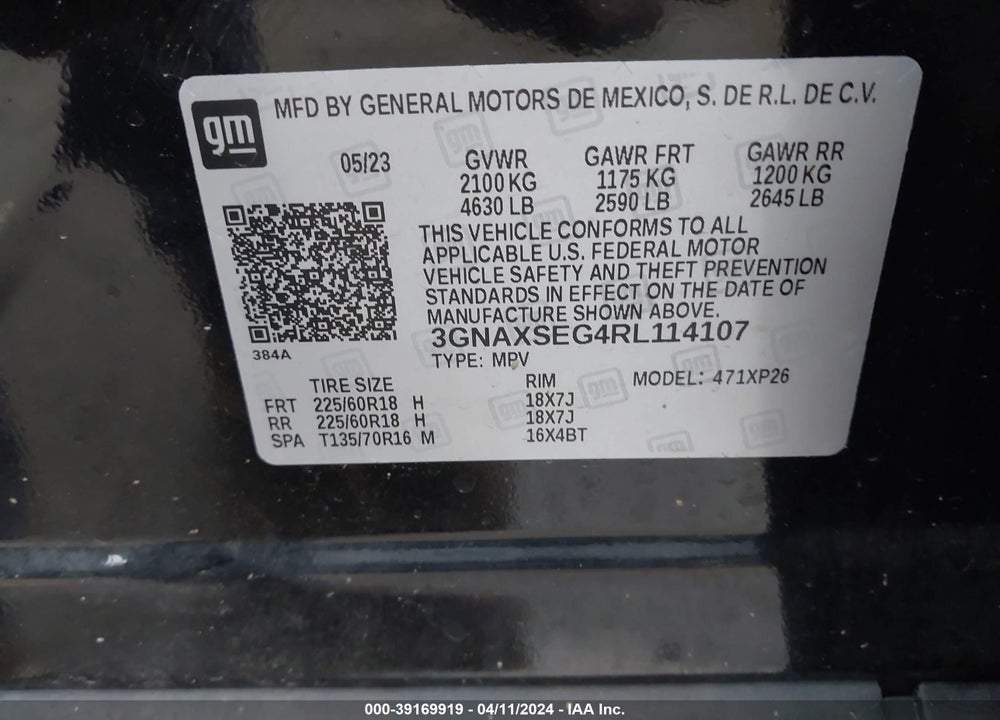 2024 CHEVROLET EQUINOX AWD LS VIN: 3GNAXSEG4RL114107