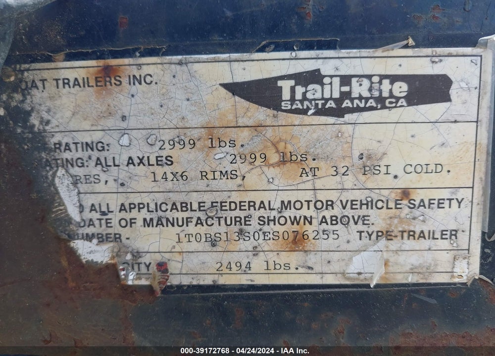 1985 TRAIL RITE 18 VIN: BCC80080H48500000