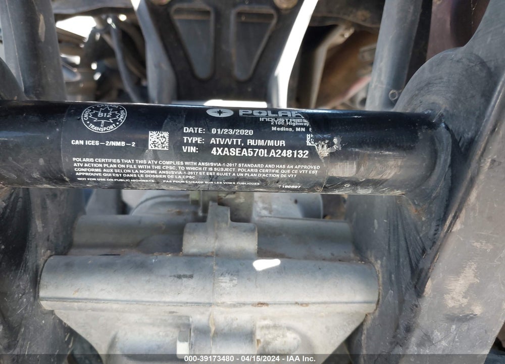 2020 POLARIS SPORTSMAN 570 VIN: 4XASEA570LA248132