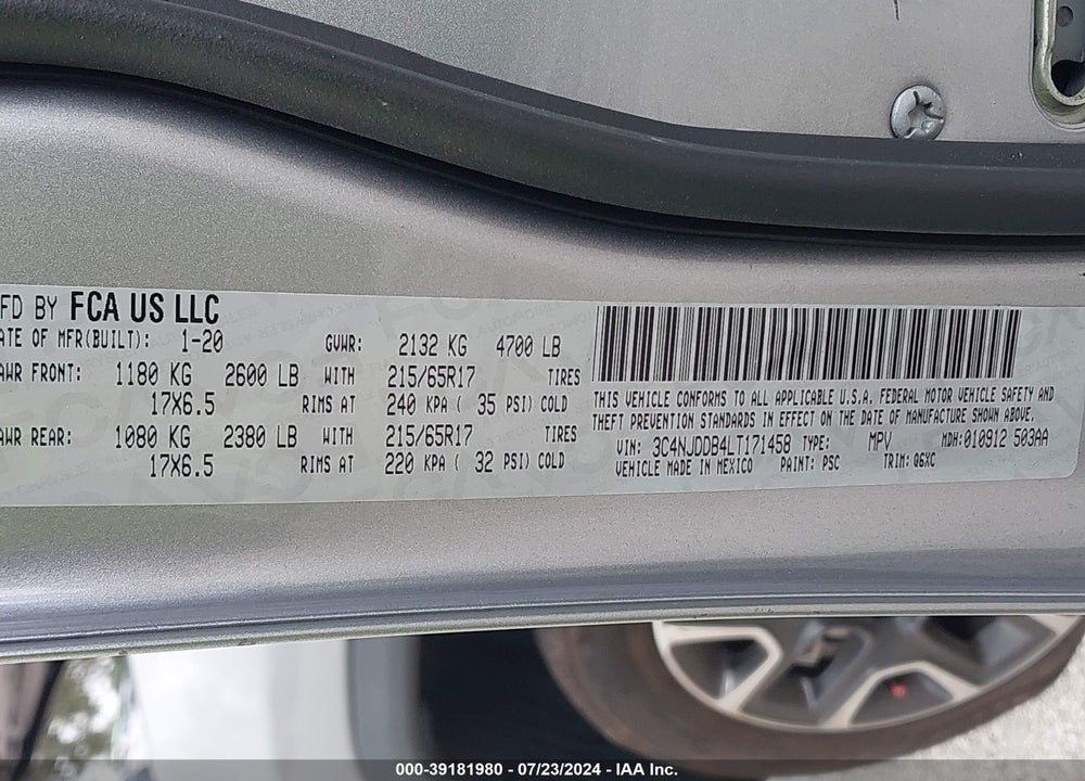 2020 JEEP COMPASS TRAILHAWK 4X4 VIN: 3C4NJDDB4LT171458
