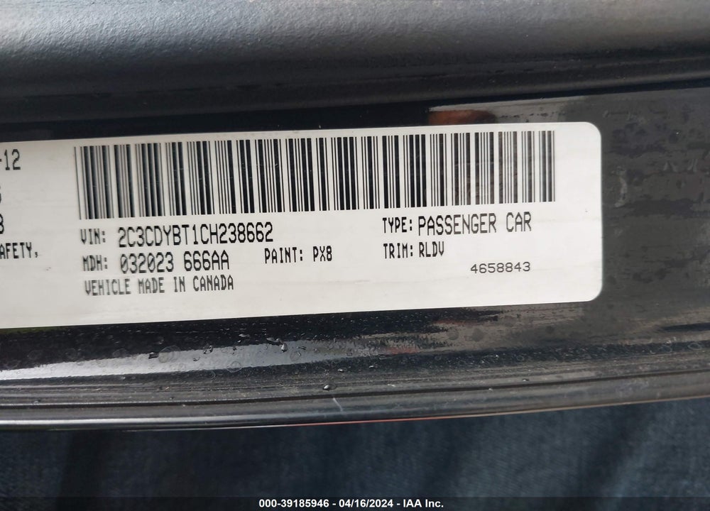 2012 DODGE CHALLENGER R/T VIN: 2C3CDYBT1CH238662