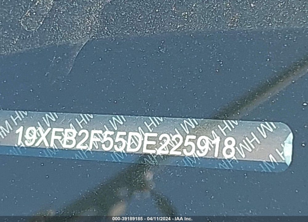2013 HONDA CIVIC LX VIN: 19XFB2F55DE225918