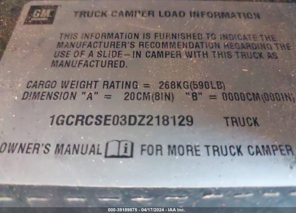 2013 CHEVROLET SILVERADO 1500 LT VIN: 1GCRCSE03DZ218129