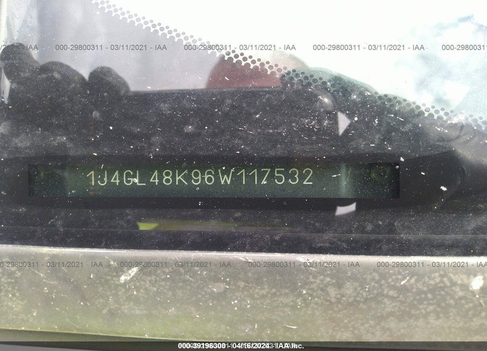 2006 LIBERTY JEEP  SPORT VIN: 1J4GL48K96W117532