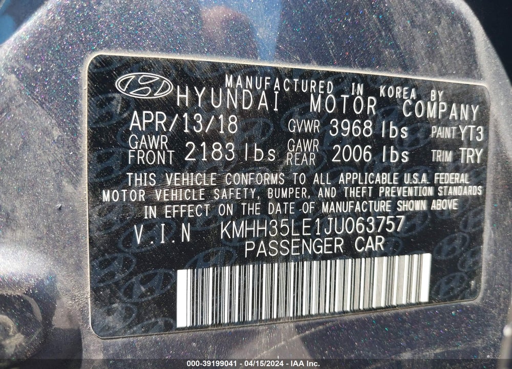 2018 HYUNDAI ELANTRA GT VIN: KMHH35LE1JU063757