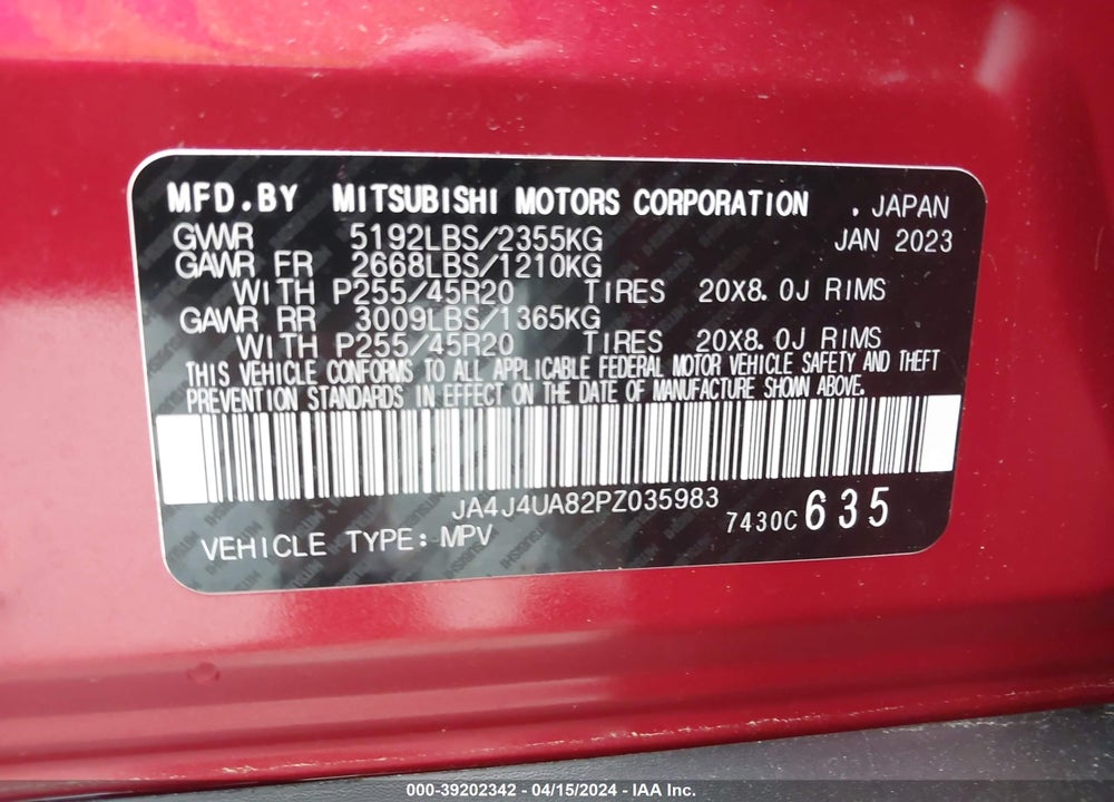 2023 MITSUBISHI OUTLANDER SE 2.5 S-AWC VIN: JA4J4UA82PZ035983