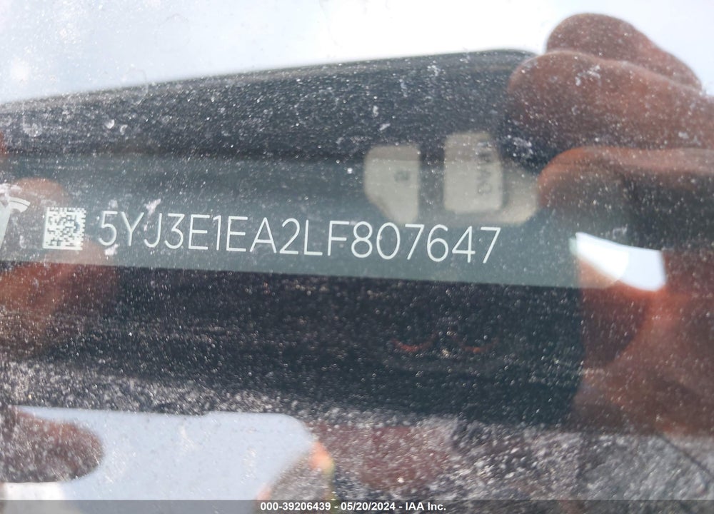 2020 TESLA MODEL 3 VIN: 5YJ3E1EA2LF807647