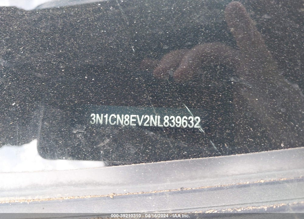 2022 NISSAN VERSA 1.6 SV XTRONIC CVT VIN: 3N1CN8EV2NL839632