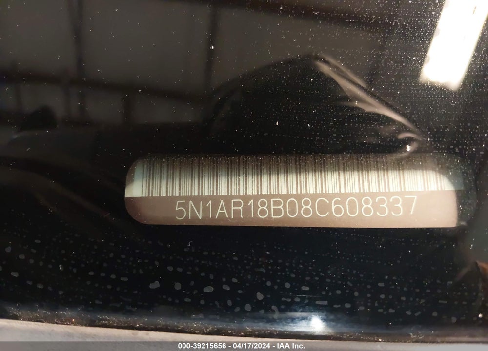 2008 NISSAN PATHFINDER SE VIN: 5N1AR18B08C608337