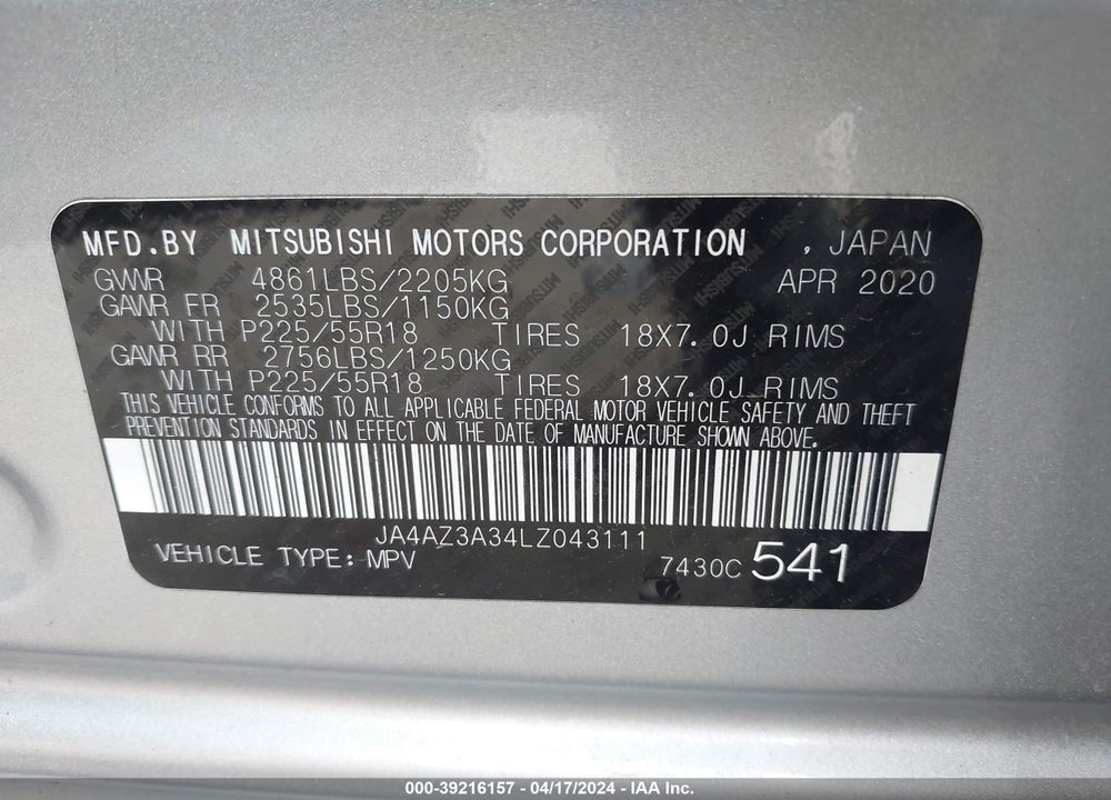 2020 MITSUBISHI OUTLANDER SEL 2.4 S-AWC VIN: JA4AZ3A34LZ043111