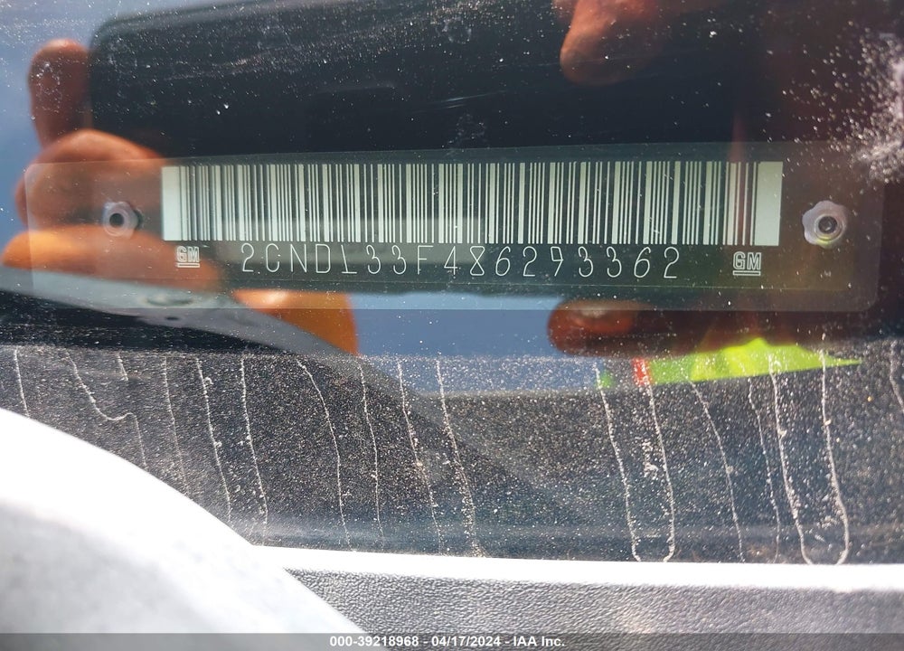 2008 CHEVROLET EQUINOX LT VIN: 2CNDL33F486293362