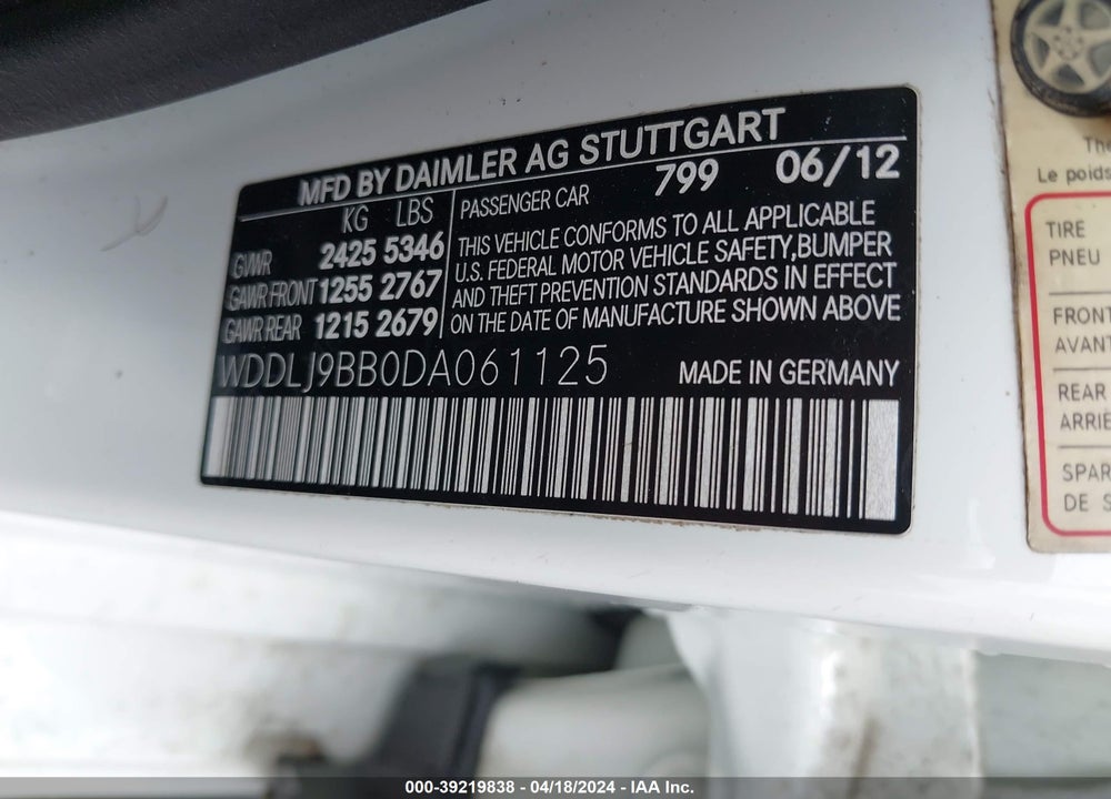 2013 MERCEDES-BENZ CLS 550 4MATIC VIN: WDDLJ9BB0DA061125