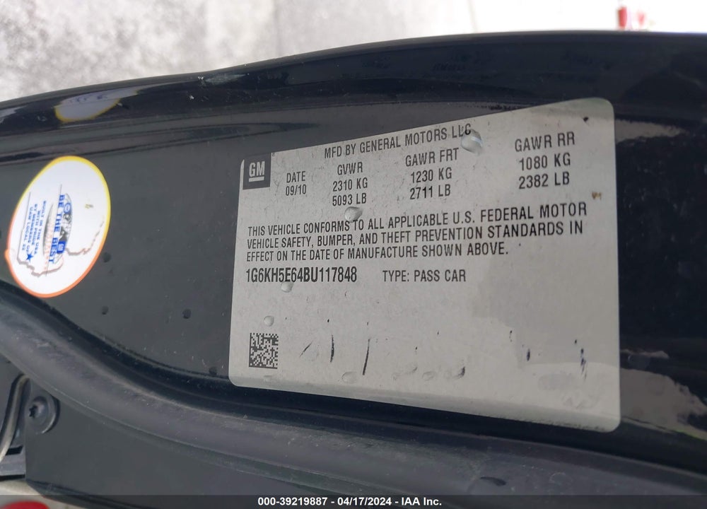 2011 CADILLAC DTS PREMIUM COLLECTION VIN: 1G6KH5E64BU117848