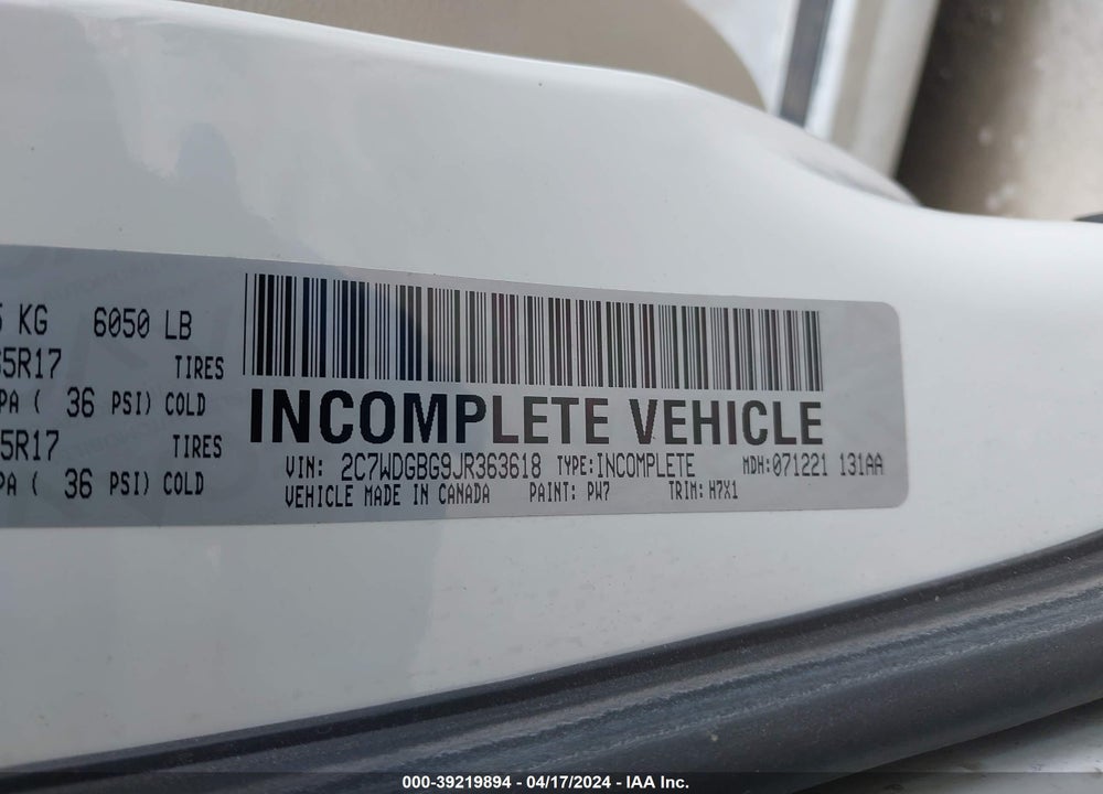 2018 DODGE GRAND CARAVAN SE VIN: 2C7WDGBG9JR363618
