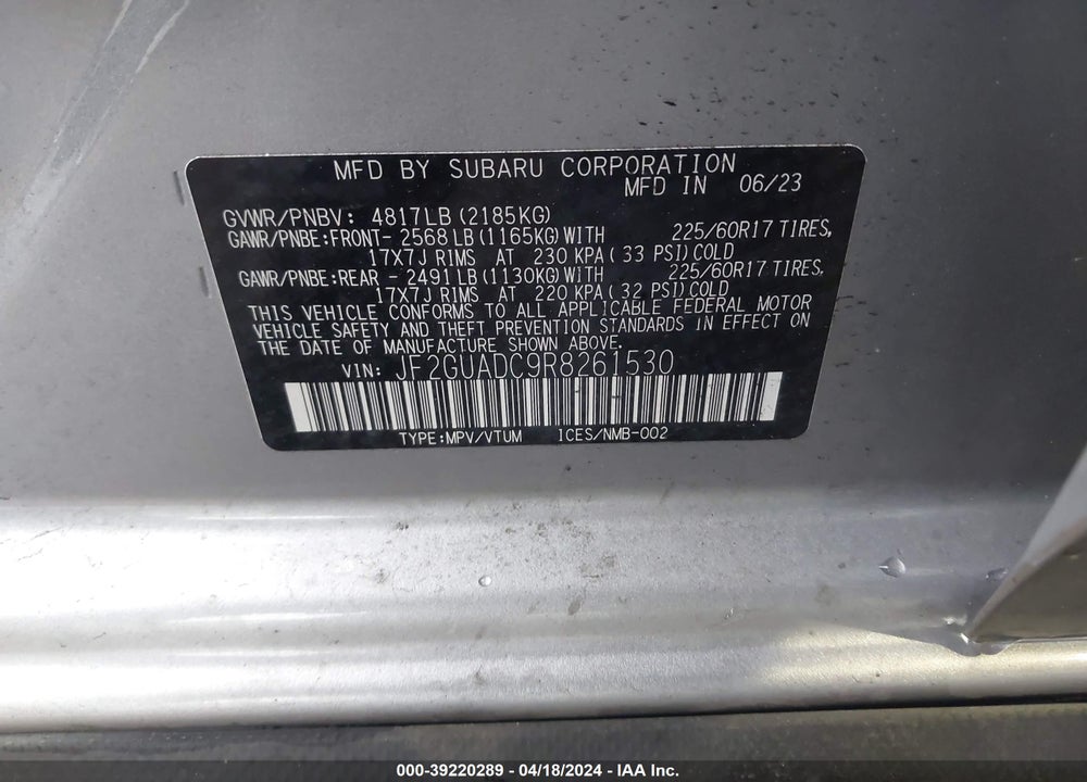 2024 SUBARU CROSSTREK PREMIUM VIN: JF2GUADC9R8261530