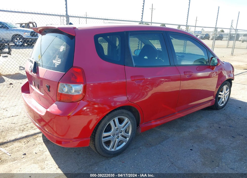 2007 HONDA FIT SPORT VIN: JHMGD38697S036439