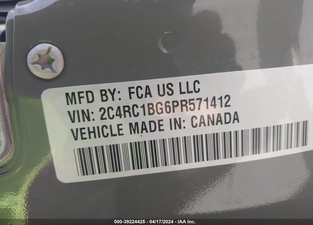 2023 CHRYSLER PACIFICA TOURING L VIN: 2C4RC1BG6PR571412