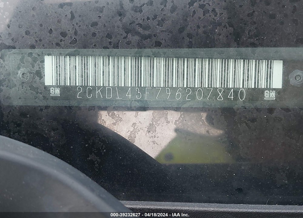 2009 PONTIAC TORRENT VIN: 2CKDL43F796207840