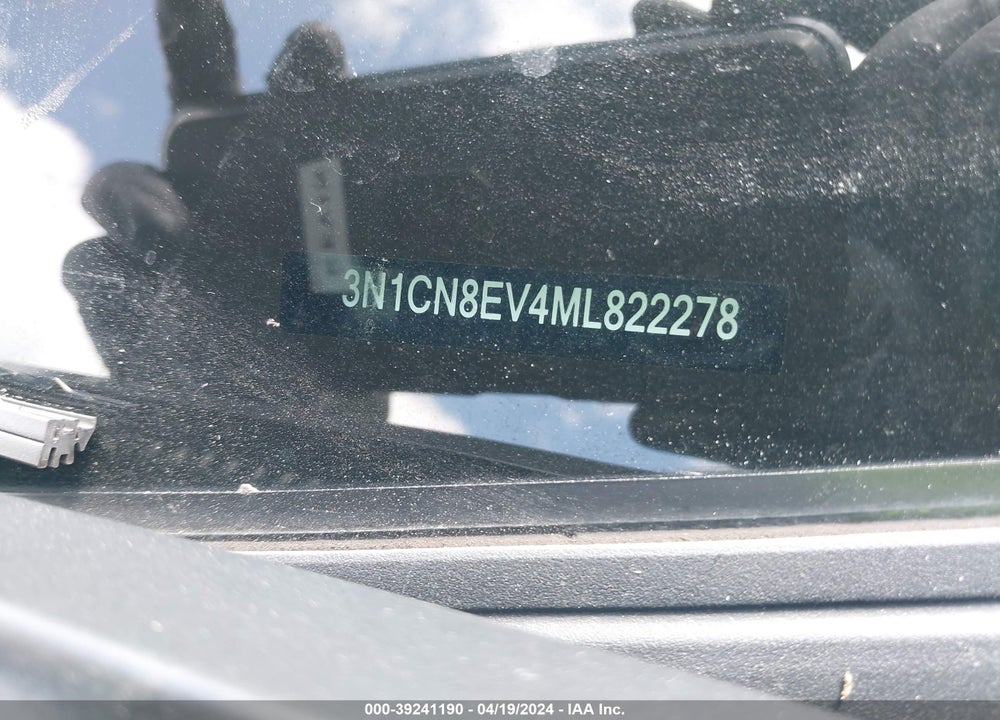 2021 NISSAN VERSA SV XTRONIC CVT VIN: 3N1CN8EV4ML822278