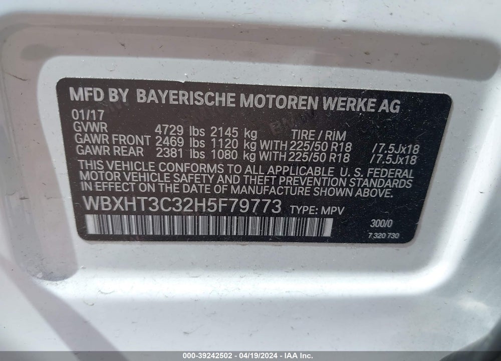 2017 BMW X1 XDRIVE28I VIN: WBXHT3C32H5F79773