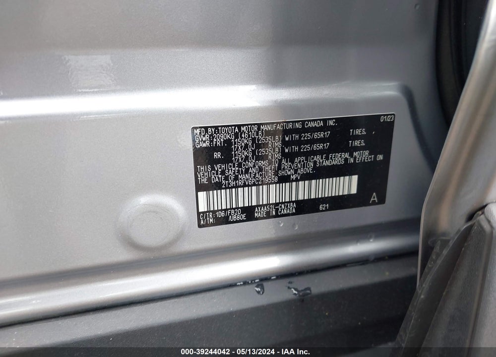 2023 TOYOTA RAV4 LE VIN: 2T3H1RFV6PC219558
