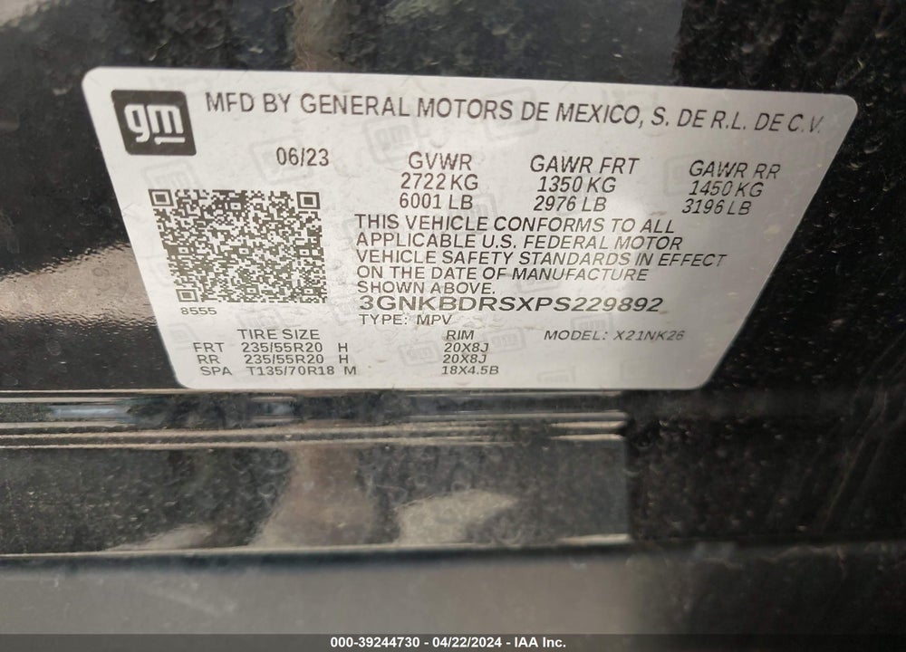 2023 CHEVROLET BLAZER FWD 3LT VIN: 3GNKBDRSXPS229892
