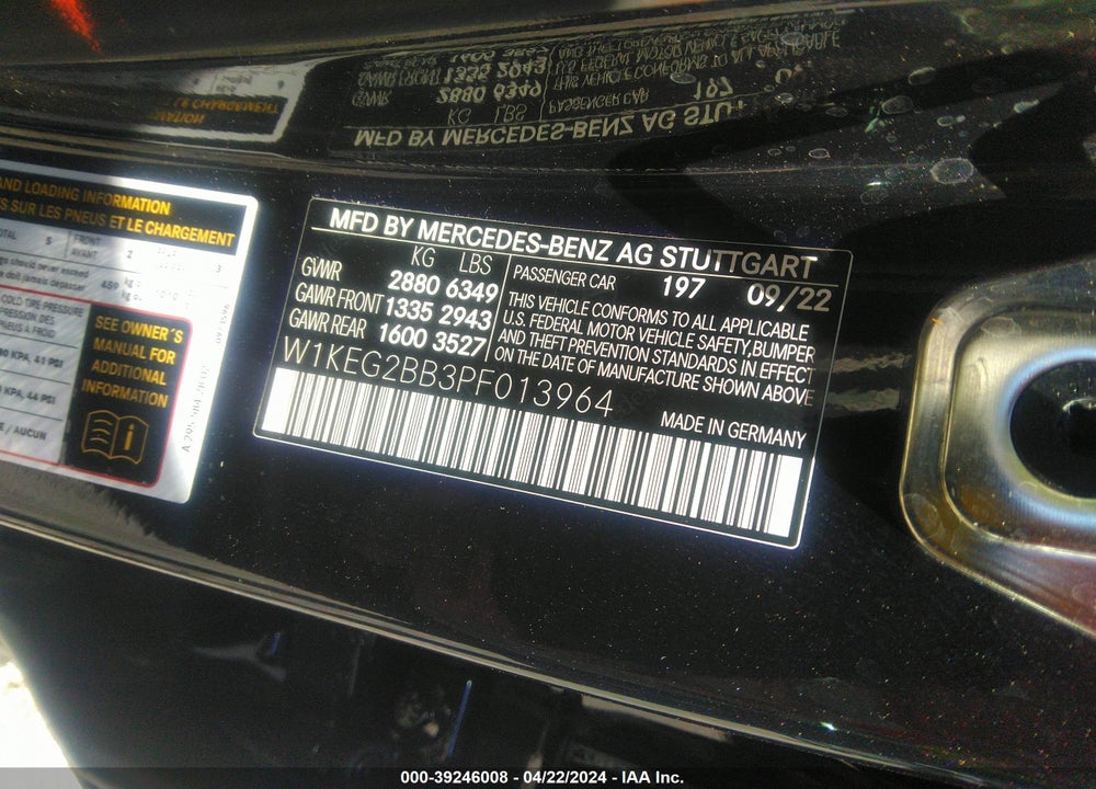 2023 MERCEDES-BENZ EQE 350 VIN: W1KEG2BB3PF013964