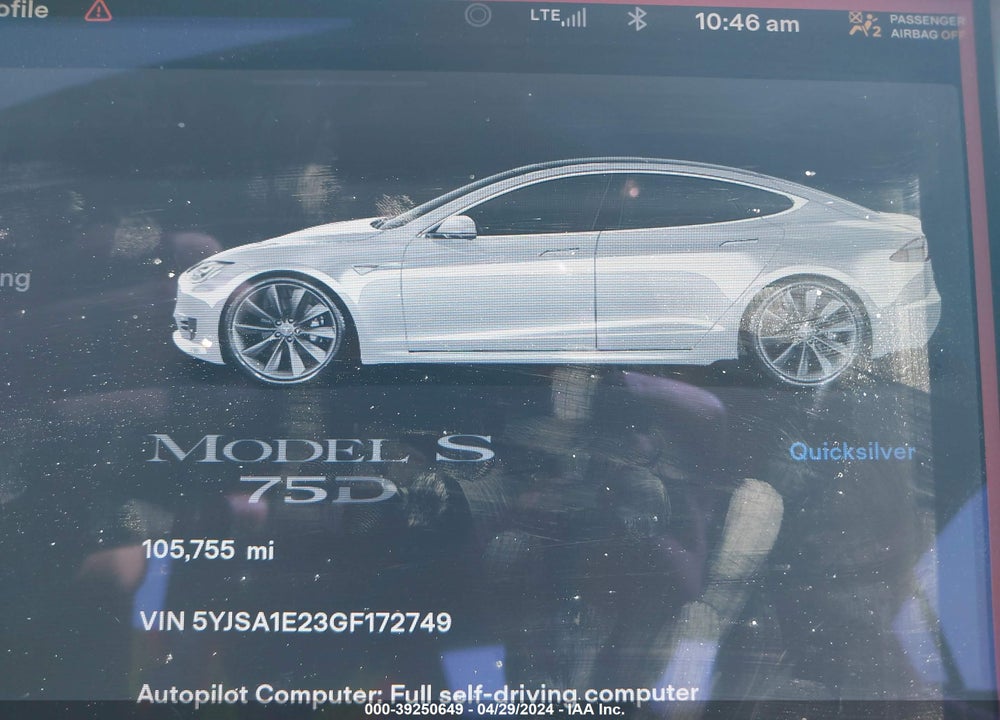 2016 TESLA MODEL S 60D/70D/75D/85D/90D VIN: 5YJSA1E23GF172749