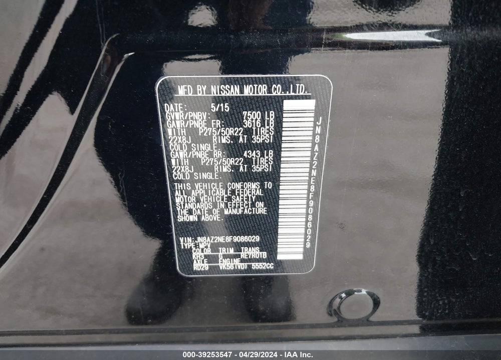2015 INFINITI QX80 VIN: JN8AZ2NE8F9086029